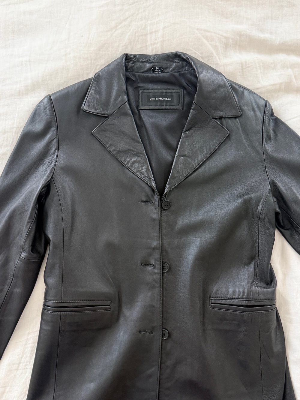 Real Black Leather Blazer- vintage
